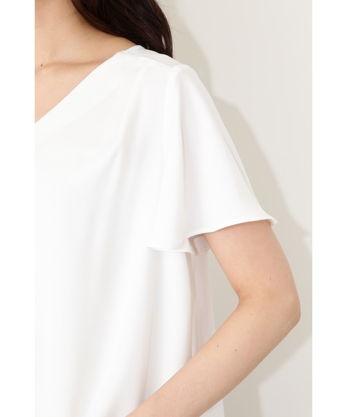 NATURAL BEAUTY BASIC（ナチュラルビューティーベーシック）の「<WEB限定>Ｖネックフロントタック半袖ブラウス（シャツ/ブラウス・レディース・ネイビー/イエロー/ライトグリーン/ホワイト系その他・SMALL/MEDIUM/LARGE）」の8枚目の写真
