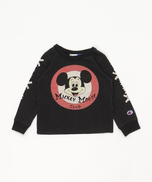FREAK'S STORE（フリークスストア）の「CHAMPION/チャンピオン PRINT L/S TEE/ミッキーマウスプリント ロングスリーブTシャツ 長袖（Tシャツ/カットソー・キッズ・オフホワイト/ブラック・100/110/120/130/140）」の2枚目の写真
