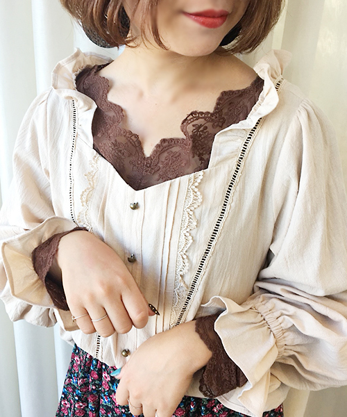 apres jour（アプレジュール）の「スカラップレースロングスリーブ【ZOZOTOWN限定アイテム】（Tシャツ/カットソー・レディース・オフホワイト/ブラック/ボルドー/ベージュ/モカ・フリー）」の13枚目の写真