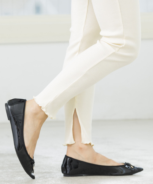 WEGO（ウィゴー）の「WEGO/テレコリブレギンス（レギンス/スパッツ・レディース・ブラック/アイボリー/杢グレー/ライトベージュ・FREE）」の2枚目の写真