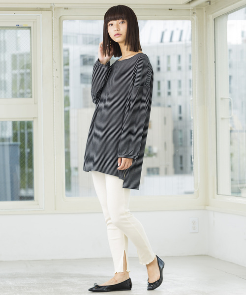 WEGO（ウィゴー）の「WEGO/テレコリブレギンス（レギンス/スパッツ・レディース・ブラック/アイボリー/杢グレー/ライトベージュ・FREE）」の7枚目の写真