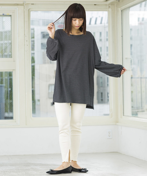 WEGO（ウィゴー）の「WEGO/テレコリブレギンス（レギンス/スパッツ・レディース・ブラック/アイボリー/杢グレー/ライトベージュ・FREE）」の8枚目の写真