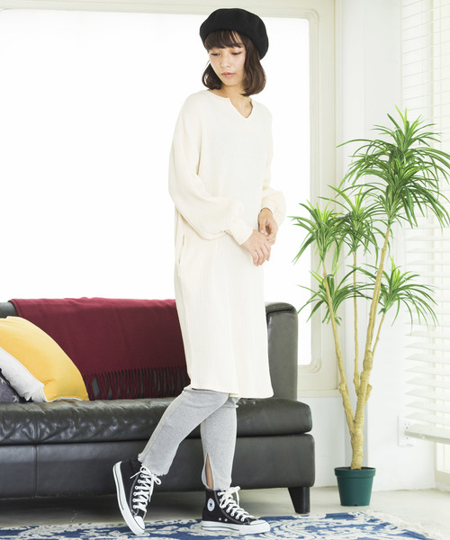 WEGO（ウィゴー）の「WEGO/テレコリブレギンス（レギンス/スパッツ・レディース・ブラック/アイボリー/杢グレー/ライトベージュ・FREE）」の17枚目の写真