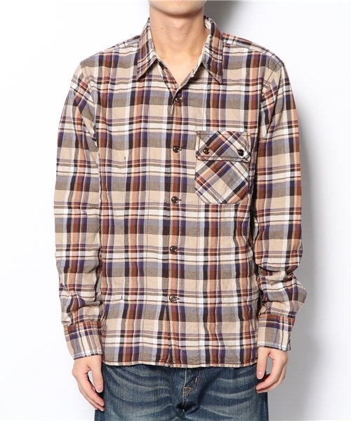 BEAMS（ビームス）の「□BEAMS / ビッグポケット タイトチェックシャツ　（シャツ/ブラウス・メンズ・ベージュ/レッド/ネイビー・SMALL/MEDIUM/LARGE/X-LARGE）」の12枚目の写真