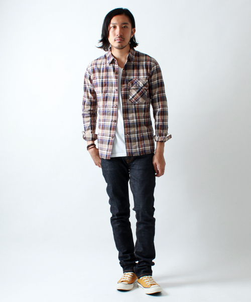 BEAMS（ビームス）の「□BEAMS / ビッグポケット タイトチェックシャツ　（シャツ/ブラウス・メンズ・ベージュ/レッド/ネイビー・SMALL/MEDIUM/LARGE/X-LARGE）」の13枚目の写真