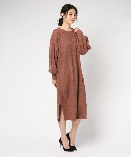 VENCEEXCHANGE（ヴァンスエクスチェンジ）の「ワッフルニットワンピース（ワンピース・レディース・ブラック/ブラウン/グレー・M）」の8枚目の写真