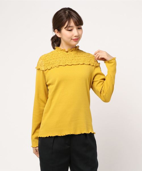 GeeRA(ジーラ)の「ハイネックレーストップス(Tシャツ/カットソー・レディース・ブラック/オフホワイト/イエロー・X-LARGE/MEDIUM/LARGE/SMALL)」の7枚目の写真