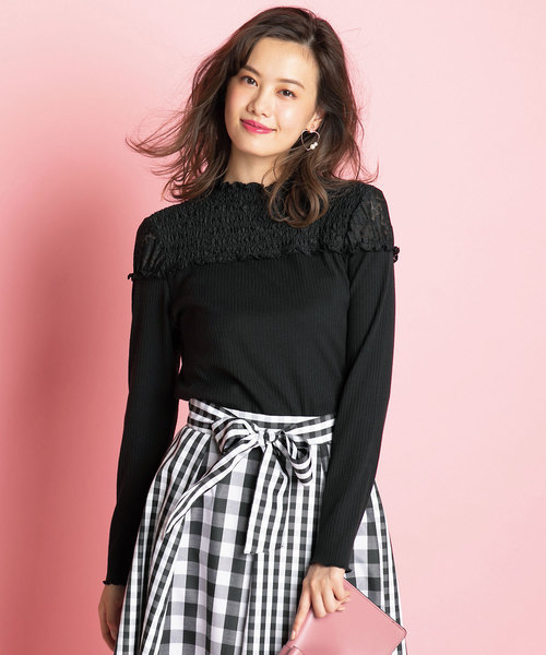 GeeRA(ジーラ)の「ハイネックレーストップス(Tシャツ/カットソー・レディース・ブラック/オフホワイト/イエロー・X-LARGE/MEDIUM/LARGE/SMALL)」の6枚目の写真