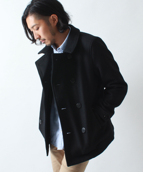 BEAMS（ビームス）の「□BEAMS / スキニー メルトン ピーコート（ピーコート・メンズ・ブラック/ブラウン系その他・SMALL/MEDIUM/LARGE）」の2枚目の写真