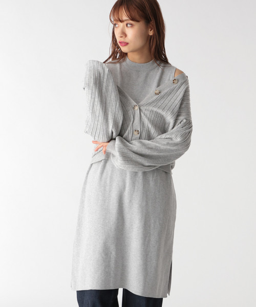Mysty Woman ミスティウーマン の カーデセットノースリニットワンピース ワンピース Wear