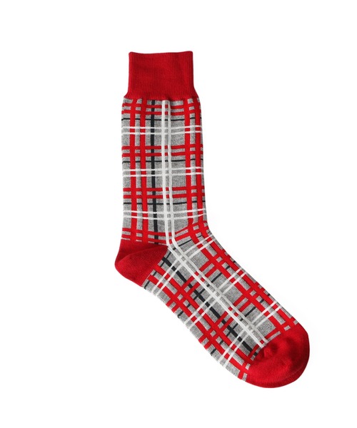London Shoe Make(ロンドンシューメイク)の「チェック柄 / check 日本製 メンズソックス / London Shoe Make THE SOCKS 418901(ソックス/靴下・メンズ・グレー/レッド・25cm~27cm)」の6枚目の写真