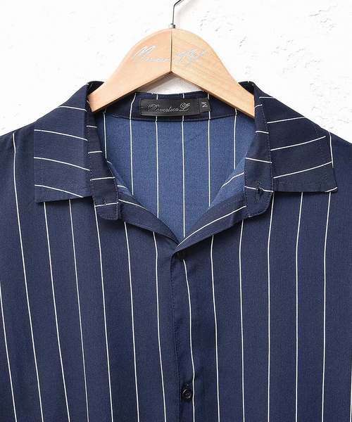 MinoriTY（マイノリティ）の「ストラップイプ柄スーパーロングシャツ（シャツ/ブラウス・メンズ・ブラック/ネイビー/カーキ/テラコッタ・M/L）」の6枚目の写真