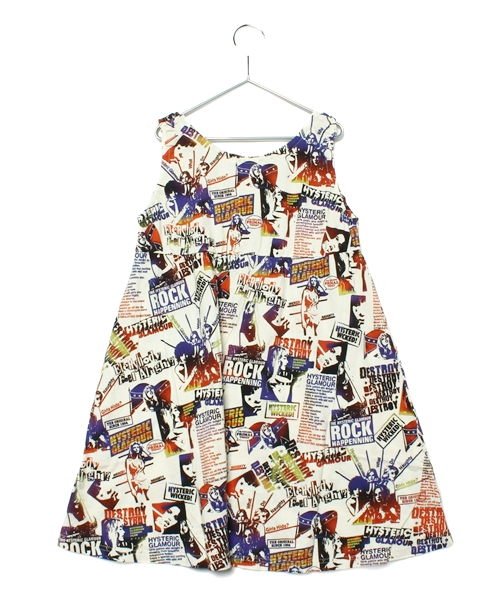 JOEY HYSTERIC（ジョーイヒステリック）の「PUNK PRESS総柄 OP（ワンピース・キッズ・マルチ・LARGE）」の2枚目の写真