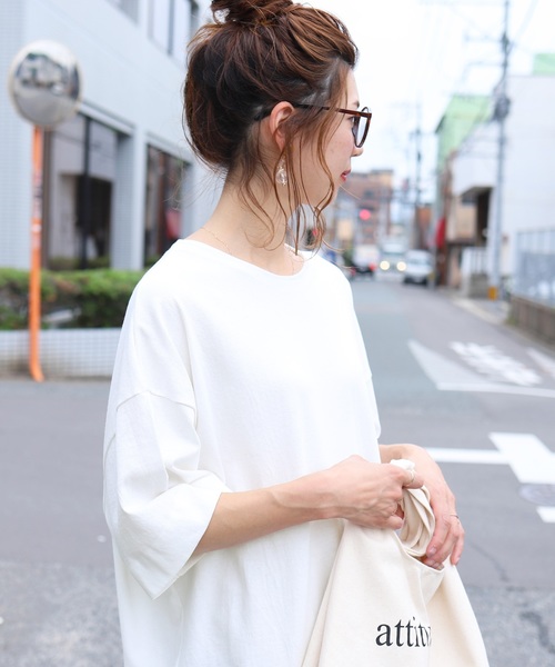 reca（レカ）の「ビッグシルエットTシャツワンピース（チュニック・レディース・ホワイト/モカ/ベージュ/ブラック/カーキ・FREE）」の15枚目の写真