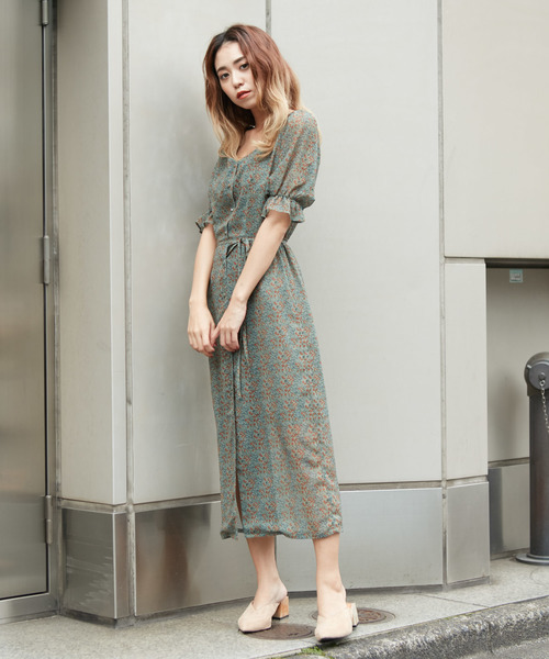SPIRALGIRL(スパイラルガール)の「ラテフラワー2WAYガウンワンピース(ワンピース・レディース・グリーン系その他/オレンジ系その他・FREE)」の6枚目の写真
