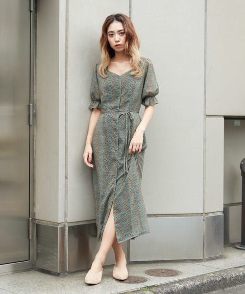 SPIRALGIRL(スパイラルガール)の「ラテフラワー2WAYガウンワンピース(ワンピース・レディース・グリーン系その他/オレンジ系その他・FREE)」の5枚目の写真