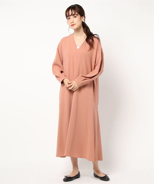JOURNAL STANDARD L'ESSAGE サテンVネックワンピース セール】バックサテンVネックワンピース（ワンピース）｜journal