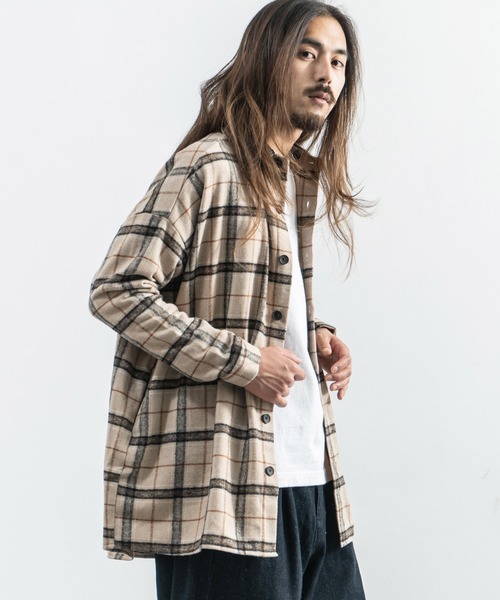 Rocky Monroe(ロッキーモンロー)の「ヘビーフランネルビッグシルエットシャツ(シャツ/ブラウス・メンズ・オレンジ/グリーン/ベージュ/グレー/ブラウン/ブラック・FREE)」の4枚目の写真
