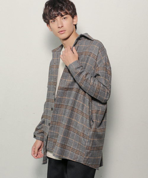 Rocky Monroe(ロッキーモンロー)の「ヘビーフランネルビッグシルエットシャツ(シャツ/ブラウス・メンズ・オレンジ/グリーン/ベージュ/グレー/ブラウン/ブラック・FREE)」の3枚目の写真