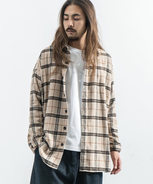 Rocky Monroe(ロッキーモンロー)の「ヘビーフランネルビッグシルエットシャツ(シャツ/ブラウス・メンズ・オレンジ/グリーン/ベージュ/グレー/ブラウン/ブラック・FREE)」の9枚目の写真