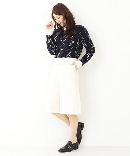 Ray BEAMS（レイビームス）の「YMC / クロップド ケーブルニット（ニット/セーター・レディース・ネイビー・ONE SIZE）」の12枚目の写真