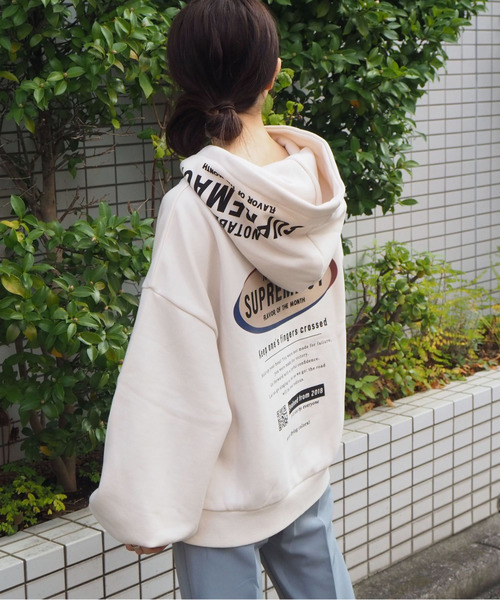 tiptop(ティップトップ)の「裏起毛オーバルロゴフーディ(パーカー・レディース・ブラック/エンジ/アイボリー/ダークグレー・FREE)」の14枚目の写真