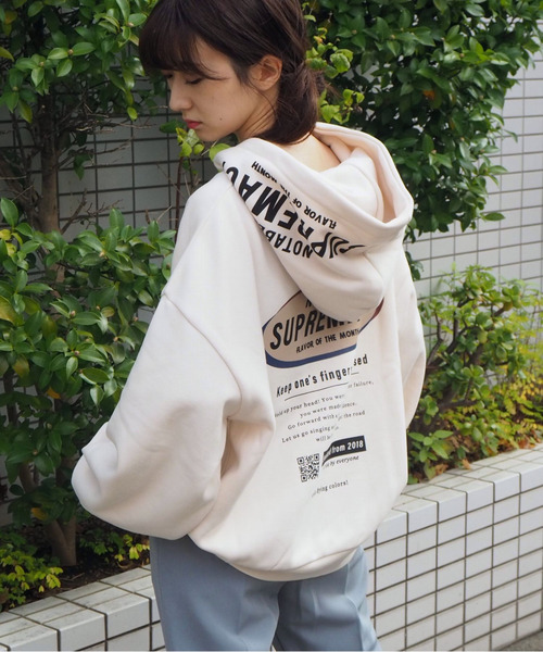 tiptop(ティップトップ)の「裏起毛オーバルロゴフーディ(パーカー・レディース・ブラック/エンジ/アイボリー/ダークグレー・FREE)」の16枚目の写真