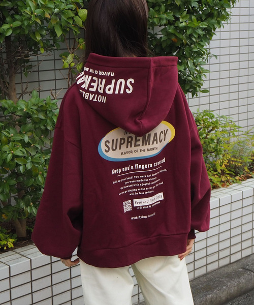 tiptop(ティップトップ)の「裏起毛オーバルロゴフーディ(パーカー・レディース・ブラック/エンジ/アイボリー/ダークグレー・FREE)」の13枚目の写真
