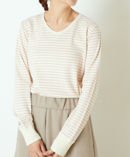 PUAL CE CIN（ピュアルセシン）の「スムースＶネックプルオーバー（Tシャツ/カットソー・レディース・ブラック/その他4/その他2/オートミール/その他1/その他3・FREE）」の2枚目の写真
