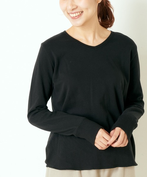 PUAL CE CIN（ピュアルセシン）の「スムースＶネックプルオーバー（Tシャツ/カットソー・レディース・ブラック/その他4/その他2/オートミール/その他1/その他3・FREE）」の3枚目の写真