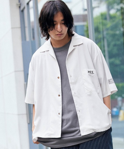 MEI（メイ）の「MEI/メイ MONO-MART別注 リラックスオープンカラー半袖シャツ（シャツ/ブラウス・メンズ・ライトグレー/ブラック/ベージュ/ネイビー・M/L）」の3枚目の写真
