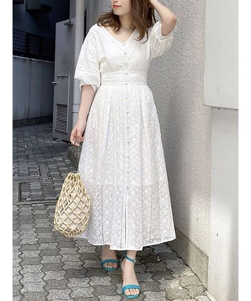 MERCURYDUO(マーキュリーデュオ)の「コットンカットワークボリュームスリーブワンピース(ワンピース・レディース・オフホワイト/ブラック/ラベンダー/ミント・FREE)」の18枚目の写真