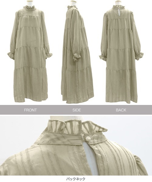 KOBE LETTUCE（コウベレタス）の「ティアードハイネックマキシワンピース（ワンピース・レディース・ミント/オフホワイト/ブラック/ネイビー・FREE）」の10枚目の写真