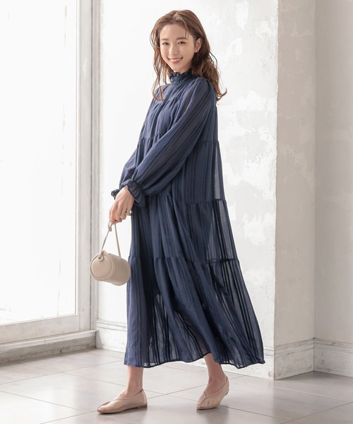 KOBE LETTUCE（コウベレタス）の「ティアードハイネックマキシワンピース（ワンピース・レディース・ミント/オフホワイト/ブラック/ネイビー・FREE）」の12枚目の写真