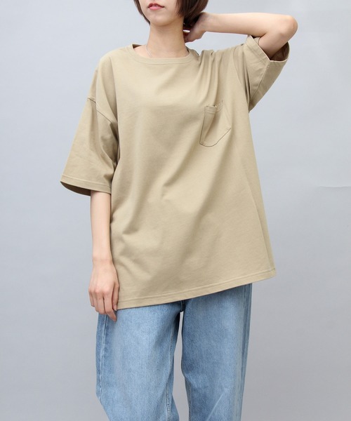 United Athle(ユナイテッドアスレ)の「5.6オンス ビッグシルエット ドロップショルダー ポケットTシャツ(Tシャツ/カットソー・メンズ・ホワイト/ブラック/グリーン/カーキ・L/M/XL)」の6枚目の写真