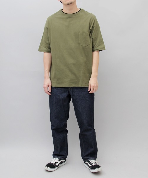United Athle(ユナイテッドアスレ)の「5.6オンス ビッグシルエット ドロップショルダー ポケットTシャツ(Tシャツ/カットソー・メンズ・ホワイト/ブラック/グリーン/カーキ・L/M/XL)」の17枚目の写真