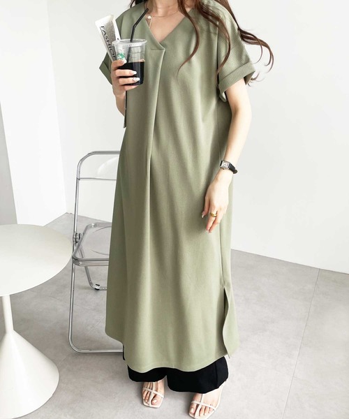 GeeRA(ジーラ)の「ひんやり接触冷感。ジャガードスキッパーワンピース(ワンピース・レディース・オレンジ/ブラック/ライトカーキ/ベージュ/モカ/ネイビー・XX-LARGE/LARGE/SMALL/MEDIUM/X-LARGE)」の21枚目の写真