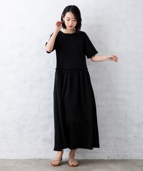 セール Tシャツ サテンスカート切り替えワンピース ワンピース A T エーティー のファッション通販 Zozotown