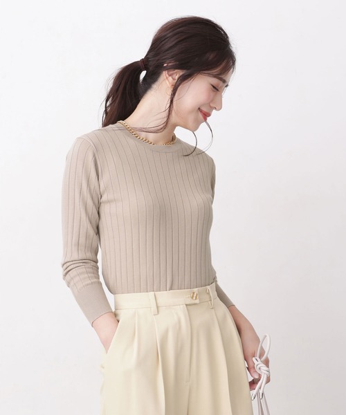 NANO universe（ナノユニバース）の「WEB限定/ウォッシャブルリブニット 長袖（ニット/セーター・レディース・オフホワイト/ネイビー/ブラック/ベージュ/ブルー/グレー系その他・マルチサイズ）」の5枚目の写真