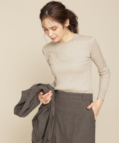 NANO universe（ナノユニバース）の「WEB限定/ウォッシャブルリブニット 長袖（ニット/セーター・レディース・オフホワイト/ネイビー/ブラック/ベージュ/ブルー/グレー系その他・マルチサイズ）」の4枚目の写真