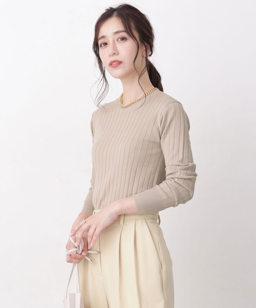 NANO universe（ナノユニバース）の「WEB限定/ウォッシャブルリブニット 長袖（ニット/セーター・レディース・オフホワイト/ネイビー/ブラック/ベージュ/ブルー/グレー系その他・マルチサイズ）」の7枚目の写真