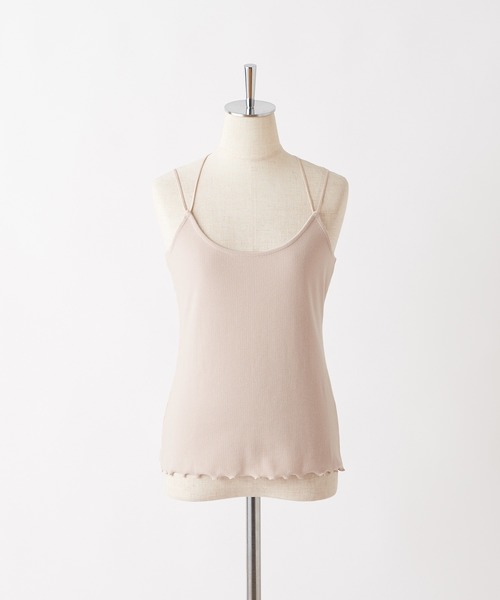 one after another NICE CLAUP（ワンアフターアナザーナイスクラップ）の「テレコクロスキャミ（キャミソール・レディース・オフホワイト/ベージュ/ブラック/ピンクベージュ/グリーン・FREE）」の16枚目の写真