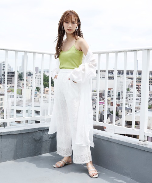 one after another NICE CLAUP（ワンアフターアナザーナイスクラップ）の「テレコクロスキャミ（キャミソール・レディース・オフホワイト/ベージュ/ブラック/ピンクベージュ/グリーン・FREE）」の11枚目の写真