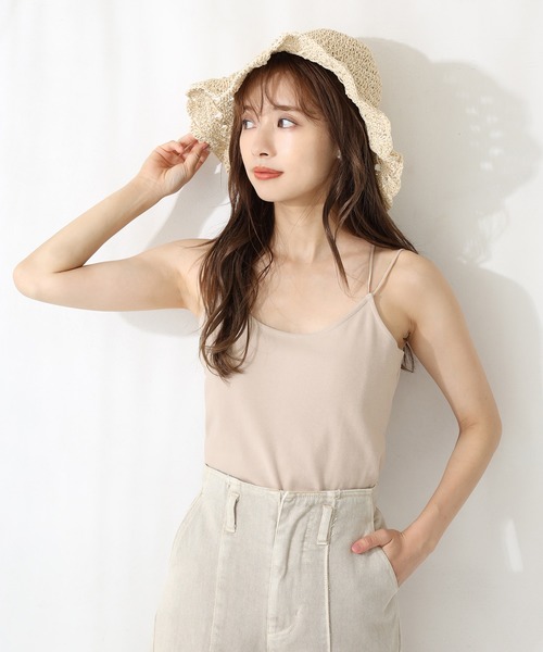 one after another NICE CLAUP（ワンアフターアナザーナイスクラップ）の「テレコクロスキャミ（キャミソール・レディース・オフホワイト/ベージュ/ブラック/ピンクベージュ/グリーン・FREE）」の10枚目の写真