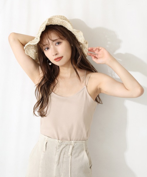 one after another NICE CLAUP（ワンアフターアナザーナイスクラップ）の「テレコクロスキャミ（キャミソール・レディース・オフホワイト/ベージュ/ブラック/ピンクベージュ/グリーン・FREE）」の13枚目の写真