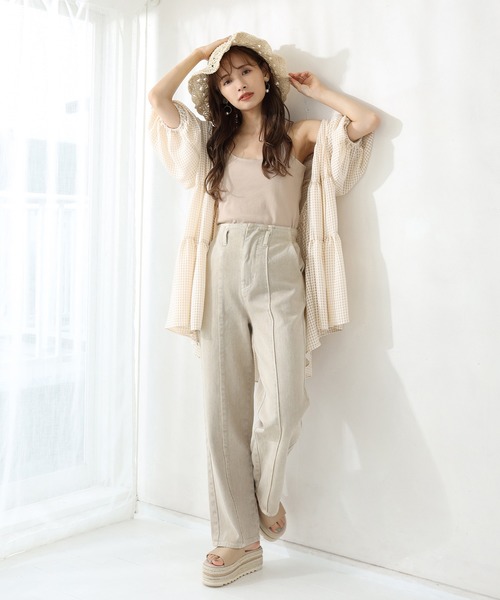 one after another NICE CLAUP（ワンアフターアナザーナイスクラップ）の「テレコクロスキャミ（キャミソール・レディース・オフホワイト/ベージュ/ブラック/ピンクベージュ/グリーン・FREE）」の22枚目の写真