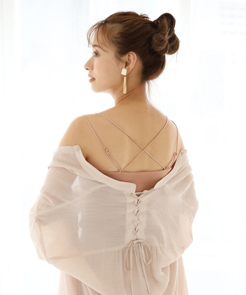 one after another NICE CLAUP（ワンアフターアナザーナイスクラップ）の「テレコクロスキャミ（キャミソール・レディース・オフホワイト/ベージュ/ブラック/ピンクベージュ/グリーン・FREE）」の12枚目の写真