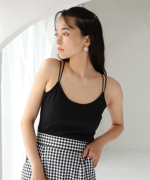 one after another NICE CLAUP（ワンアフターアナザーナイスクラップ）の「テレコクロスキャミ（キャミソール・レディース・オフホワイト/ベージュ/ブラック/ピンクベージュ/グリーン・FREE）」の15枚目の写真