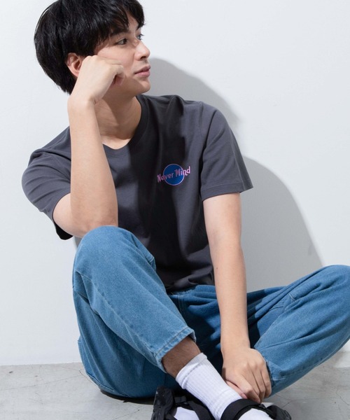 WEGO（ウィゴー）の「WEGO/サークルロゴ刺繍Tシャツ（Tシャツ/カットソー・メンズ・アイボリー/スミクロ・SMALL/MEDIUM/LARGE）」の8枚目の写真