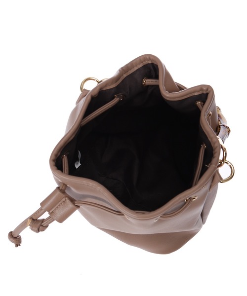 Edit Sheen(エディットシーン)の「バンブーハンドル巾着ハンドバッグ(ハンドバッグ・レディース・ブラック/ベージュ・FREE)」の7枚目の写真